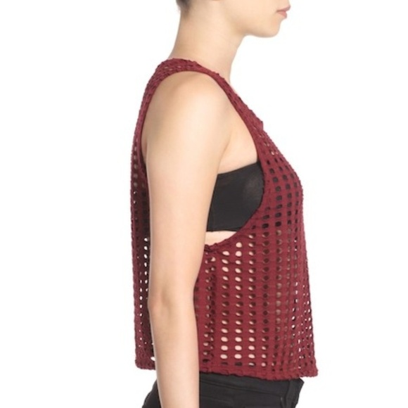 Kendall & Kylie Laser Cut Scoop Neck Tank Top Semi Sheer Summer ,Size S,NEW - Picture 3 of 10